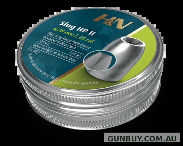 H&N Slug HP II (.250) 25 Cal Air Pellets 30gr / 1,94g (120pk)