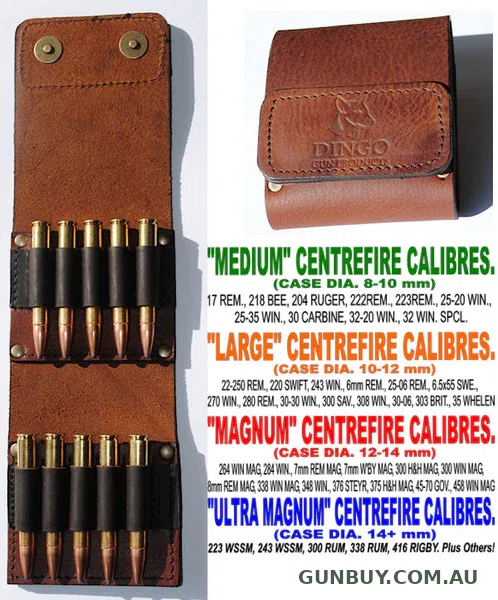 Dingo Leather Centerfire Ammo Wallet Medium Centrefire Brown