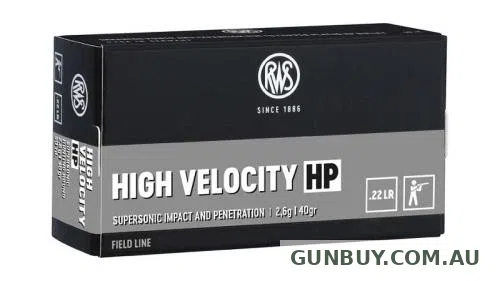 RWS High Velocity HP Ammunition 22 Long Rifle (22LR) 40 Grain Hollow Point (50pk)