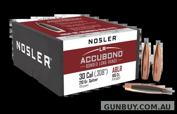 Nosler Accubond Long Range (LR) 30 Cal (.308" Diameter) 210 Grain Spitzer (100pk)
