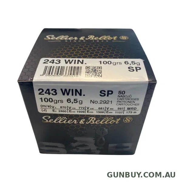 Sellier & Bellot 243 Winchester Ammunition 100 Grain Soft Point (50pk)