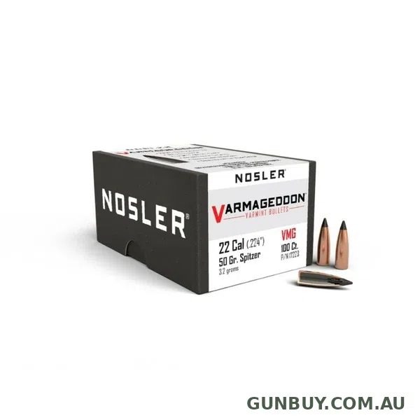 Nosler Varmageddon Bullets 22 Caliber (224 Diameter) 50 Grain Tipped Flat Base (100Pk)