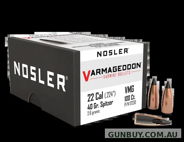 Nosler Varmageddon Bullets 22 Cal (224 Diameter) 40 Grain Tipped Flat Base (100Pk)