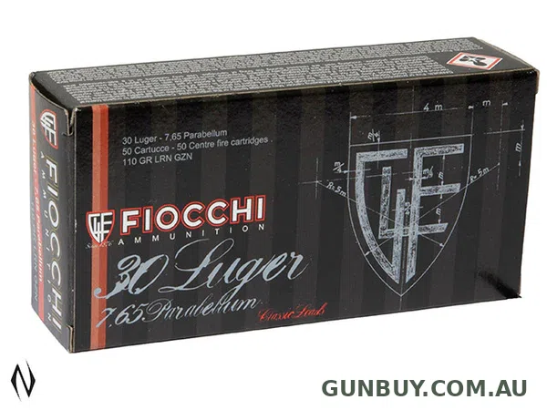 Fiocchi Heritage Ammunition 30 Luger (7.65 Parabellum) 110 Grain Lead Round Nose (50pk)