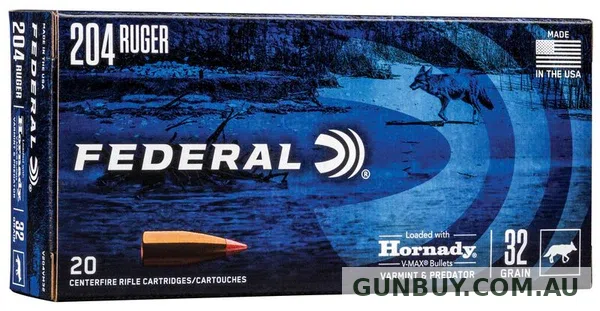 Federal Varmint & Predator Ammunition 204 Ruger 32 Grain V-Max (20pk)