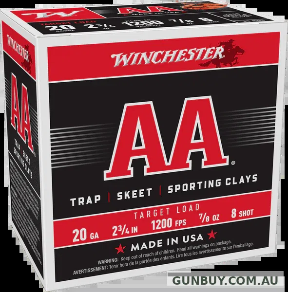 Winchester AA Target 20 Gauge Ammunition 2-3/4" 7/8 oz #8 Shot (25pk)