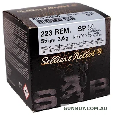 Sellier & Bellot 223 Remington Ammunition 55 Grain Soft Point (100pk)