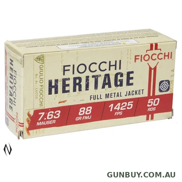Fiocchi Heritage Ammunition 7.63x25 Mauser 88 Grain FMJ (50pk)