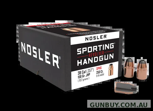 Nosler Sporting Handgun Bullets 38 Caliber (357 Diameter) 158 Grain JHP (250pk)