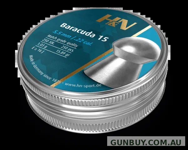 H&N Baracuda 15 22 Cal Air Pellets 15.89gr (250pk)