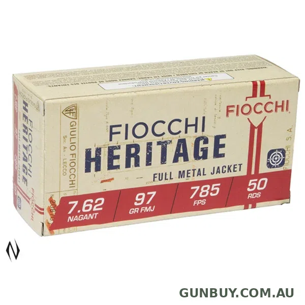Fiocchi Heritage Ammunition 7.62x38R Nagant 98 Grain Full Metal Jacket (50pk)