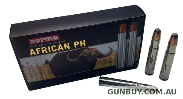 Norma African PH Ammunition 505 Magnum Gibbs 600 Grain Woodleigh RNSN (10pk)