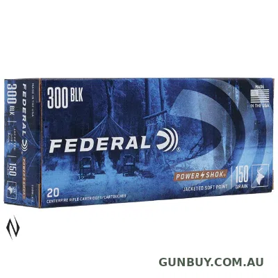 Federal Power-Shok Ammunition 300 BLK 150 Grain Jacketed Soft Point (20pk)