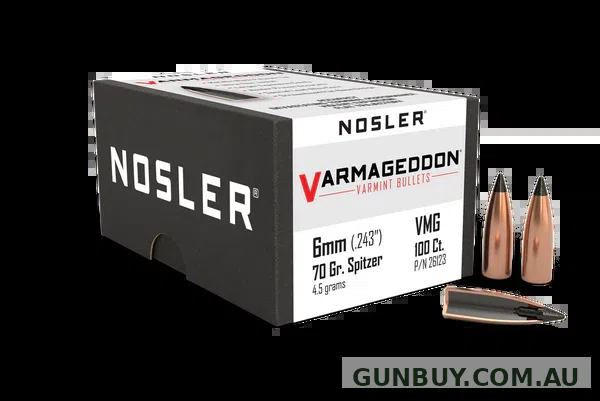 Nosler Varmageddon Bullets 6mm (243 Diameter) 70 Grain Tip (100Pk)