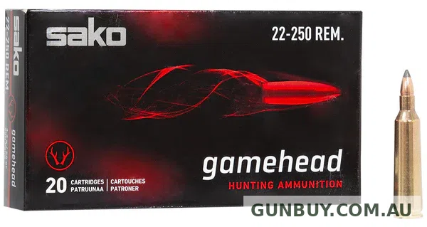 Sako Gamehead 22-250 Remington Ammunition 50 Grain Soft Point (20pk)