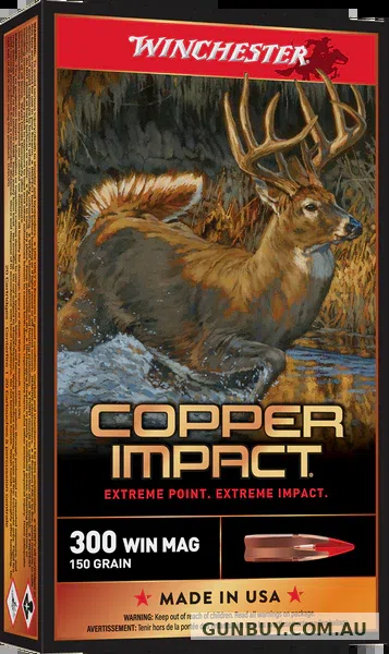 Winchester Copper Impact Ammunition 300 Winchester Magnum 150 Grain Copper Extreme Point (20pk)
