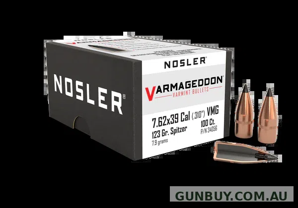Nosler Bullets 7.62x39mm (310 Diameter) 123 Grain Tip Varmageddon (100Pk)