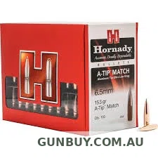 Hornady A-Tip Bullets 264 Caliber, 6.5mm (264 Diameter) 153 Grain Boat Tail (100pk)