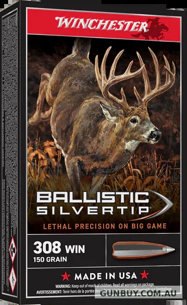 Winchester Ballistic Silvertip Ammunition 308 Winchester 150 Grain Polymer Tip (20pk)
