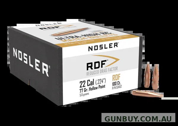 Nosler RDF Bullets 77 Grain Hollow Point Boat Tail (100pk)