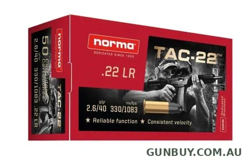 Norma TAC-22 22 Long Rifle (22LR) 40 Grain LRN (50pk)