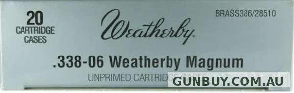 Weatherby Unprimed Brass Cases 338-06 Weatherby Magnum (20pk)
