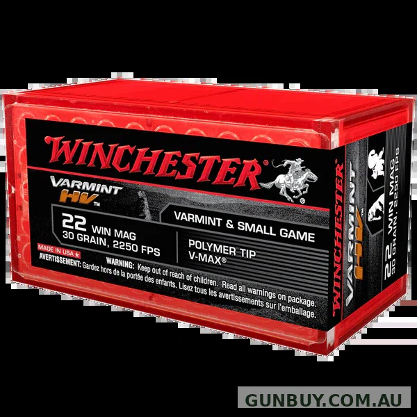 Winchester Varmint HV 22 WMR Ammunition 30gr VMax (50pk)
