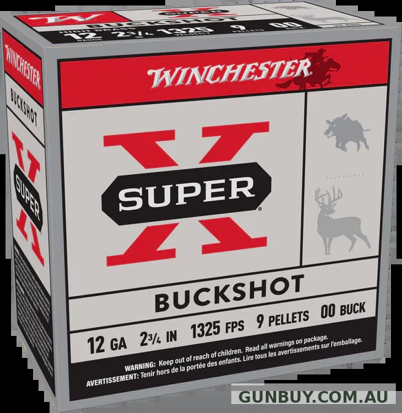 Winchester 12 Gauge Ammunition 2-3/4" 00 Buckshot 9 Pellets (25pk)
