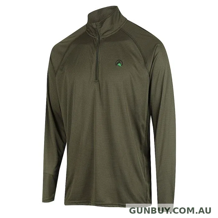 Ridgeline MENS PERFORMANCE L/S QTR ZIP TOP FOREST 2XL