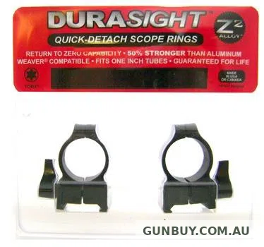 Durasight Z-2 Alloy Weaver Style Vertical Split QD Scope Rings - Medium Black