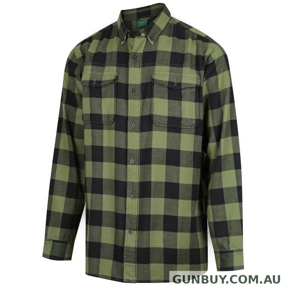 Ridgeline Mens Organic Check Shirt Olive 2XL