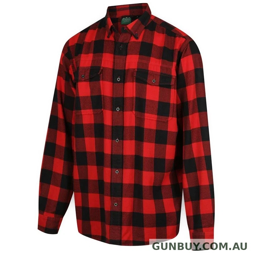 Ridgeline Mens Organic Check Shirt Red 2XL