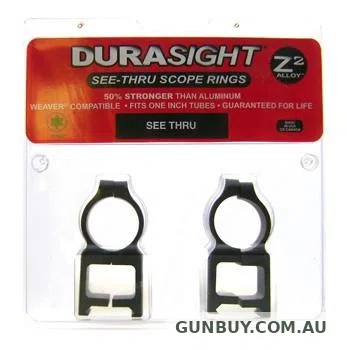 Durasight Z-2 Alloy Vertical Split Weaver Style Scope Rings - See Thru Black