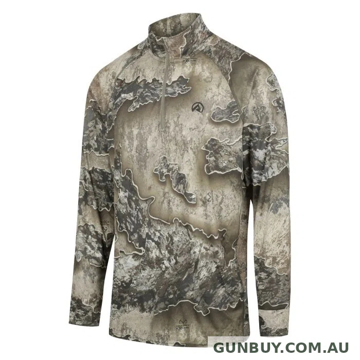 RIDGELINE MENS PERFORMANCE L/S QTR ZIP TOP EXCAPE CAMO - 3XL