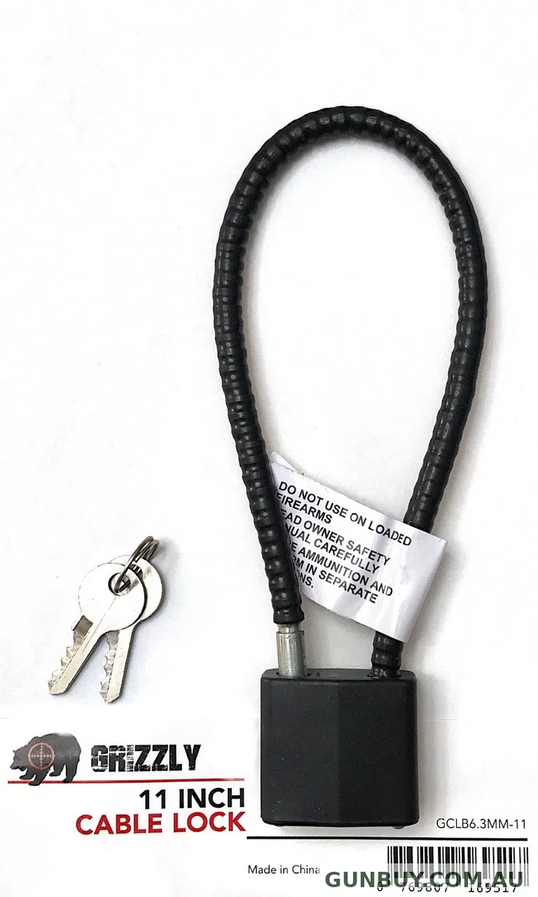 GRIZZLY Cable Lock 11 Inch Black 6.3mm Diameter