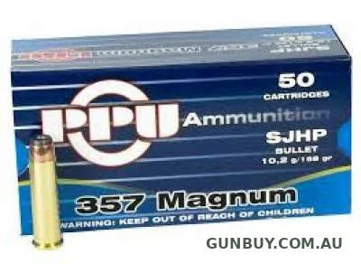 PPU 357 Magnum 158gr SJHP (50 Rounds)