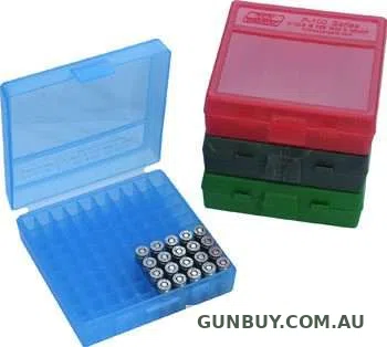 MTM BLUE SMALL PISTOL AMMO BOX (100 ROUND)