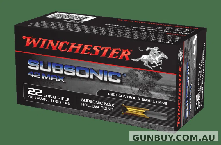 WINCHESTER SUBSONIC MAX 22LR 42GR HP - 50 PACK - Shooter's Delight