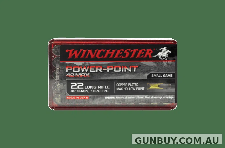 WINCHESTER POWER POINT MAX 22LR 42GR HP COPPER PLATED (50 ROUNDS) - Shooter's Delight