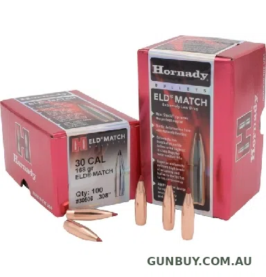 Hornady 30CAL .308 168GR ELD Match Projectiles 100 Pack