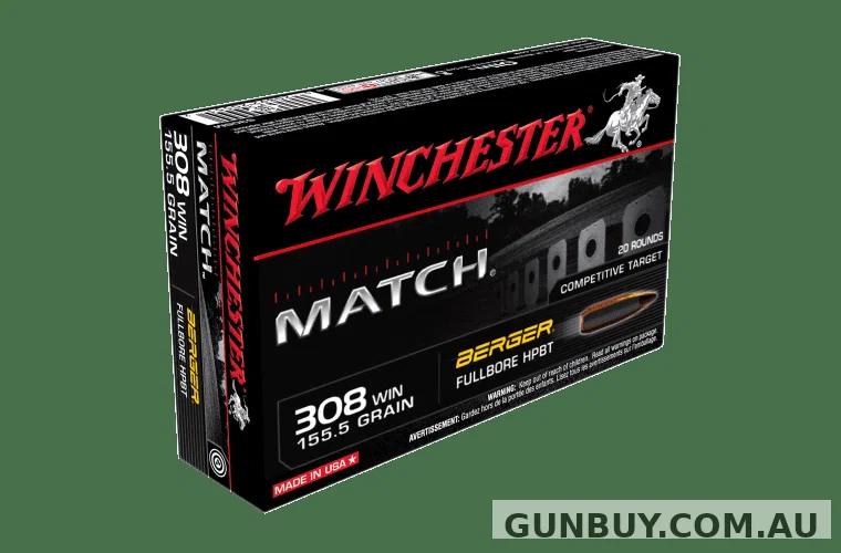 WINCHESTER MATCH 308WIN 155.5GR BERGER BTM 20 RDS - Shooter's Delight