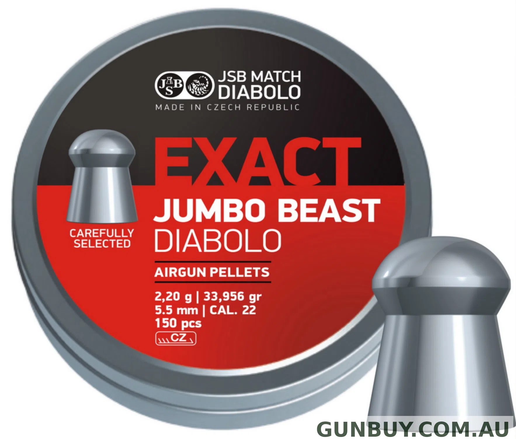 JSB DIABOLO JUMBO EXACT BEAST .22 CAL 2.2 GRAM 33.95 GR - 150 PCS