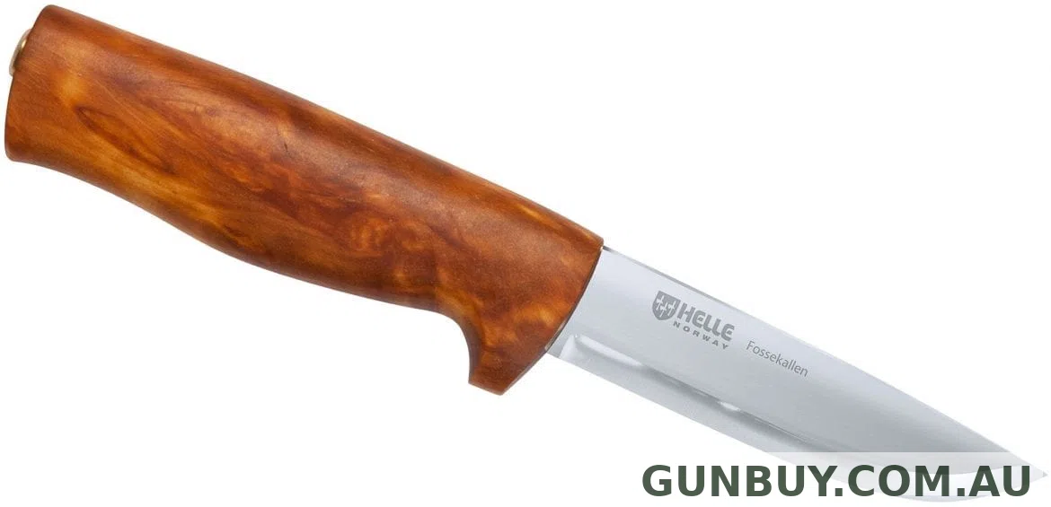 Helle Fossekallen Knife 90mm Blade and Curly Birch Handle with Sheath