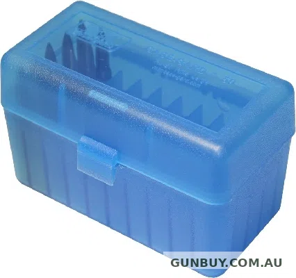 MTM Rifle Ammo Box - 50 Round Flip-Top 270 Win 30-06 25-06 - Clear Blue