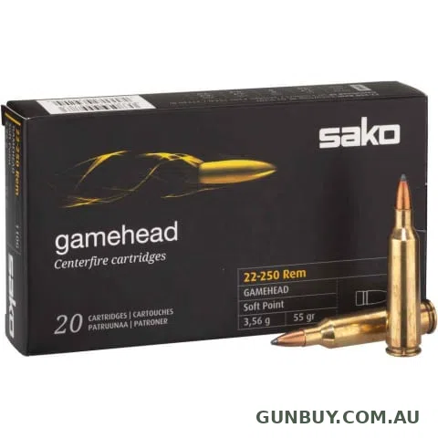 Sako 22-250 Rem 55gr Gamehead 20 Pack