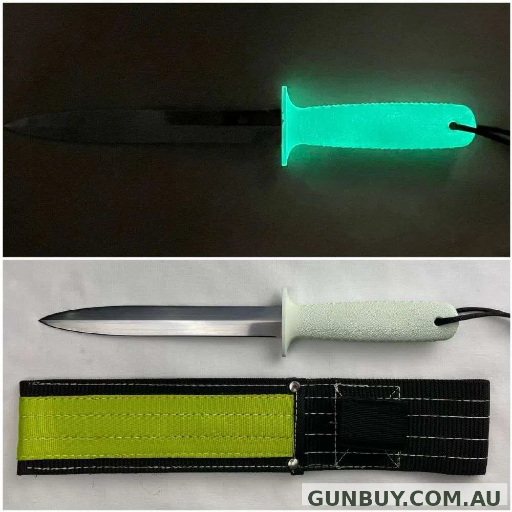 Trophy Hunter 8 Inch Fixed Blade Pig Sticker GLOW IN THE DARK with Webbing Sheath