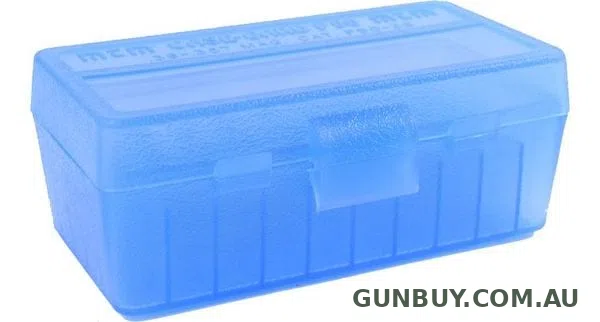 MTM 357 MAG 50 RD HINGED TOP AMMO BOX (BLUE)