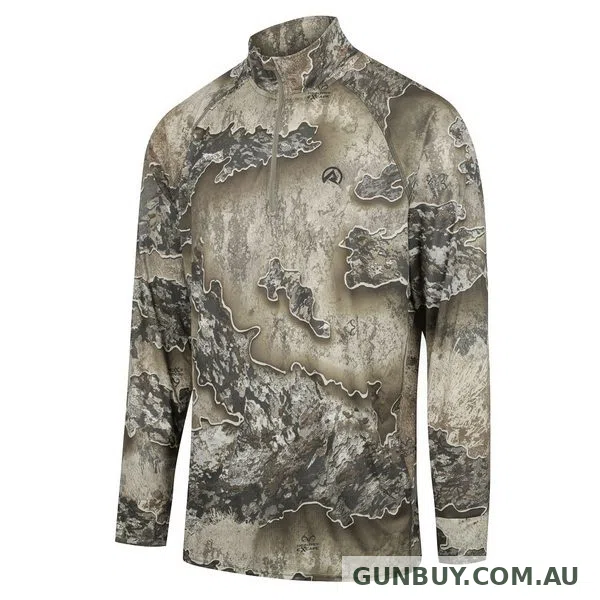 Ridgeline Mens Performance L/S Qtr Zip Top Excape Camo 2XL