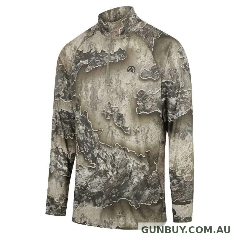 Ridgeline Mens Performance L/S Qtr Zip Top Excape Camo 3XL
