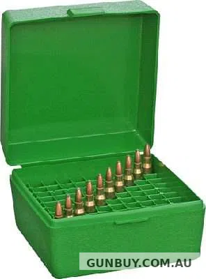 MTM 100 Round Small Rifle Green Ammo Box 223 Rem 204 Ruger 6x47